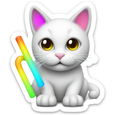 EDC emoji cat, colorful, glow sticks sticker