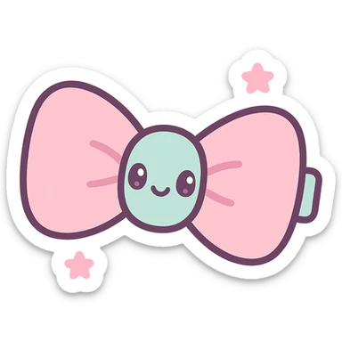 hairclip in bow shape, kawaii style, pastel colors, cartoon, isolated, no hair sticker