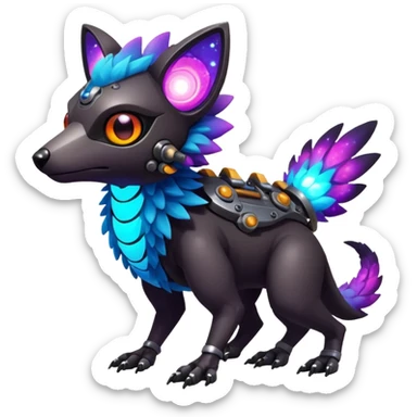 Epic Edgy Cute Colorful Vibrant Dark Nebula Modern Vernid-Protogen-Trico-creature-animal, full body sticker