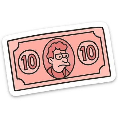 flat toon style pink cash sticker