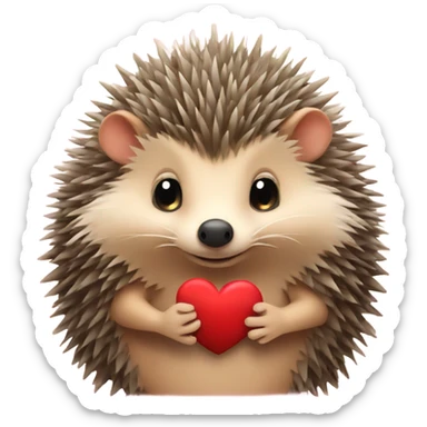 Hedgehog holding a heart  sticker