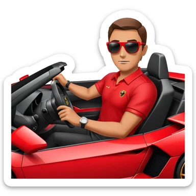 A man driving a Lamborghini  sticker