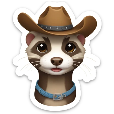 Ferret wearing a cowboy hat sticker