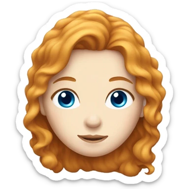pale girl with long wavy ginger hair, blue eyes sticker