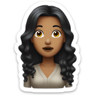Black hair woman whistling sticker