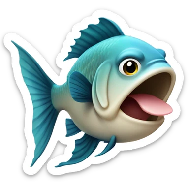 A fish winking and sticking its tongue out sticker