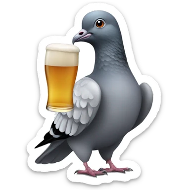 pigeon holding a beer sticker