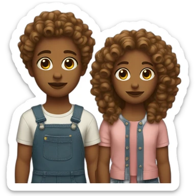 Twins with curly hair sticker