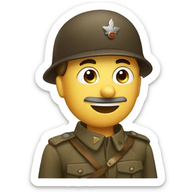 a saluting emoji with a brown german soldier cap sticker