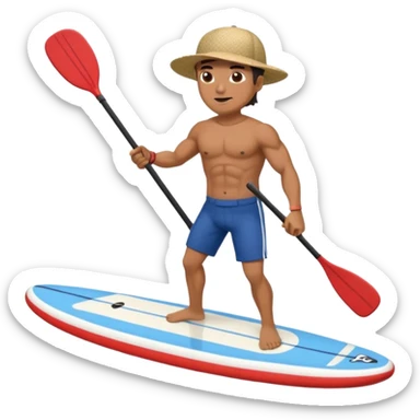 Mexican surfer with  a baseball cap Muscular  no mustache Paddle boarding Mexican man sticker