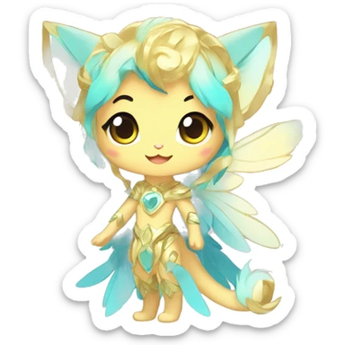 Cute Kawaii Chibi Anthro Sona Colorful Ethereal Pretty see Godly Celestial Shiny Fakemon Full Body sticker
