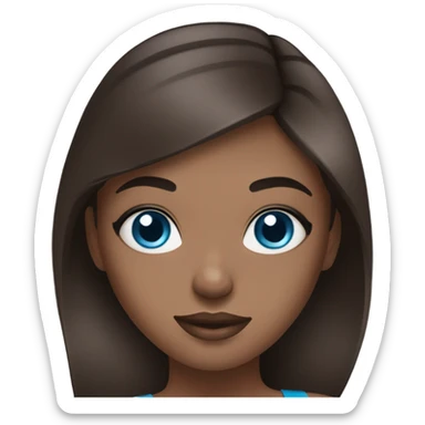 Brunett white girl with blue eyes and makeup kit sticker