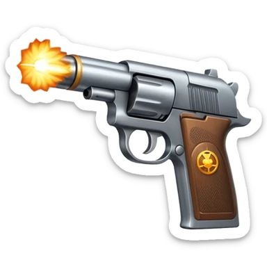 Pistol firing with muzzle flash sticker