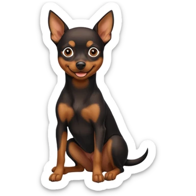 a pinscher dog sitting and smiling sticker