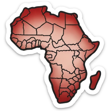 Africa map in red sticker