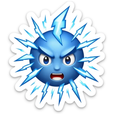 Rayos, centellas y fuego con expresiones de furia extrema azul sticker