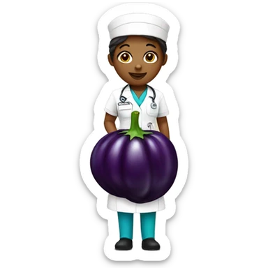 Nurse with an eggplant sticker