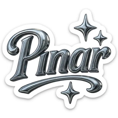 Write "Pınar" in this style, try majesty fonts. Add two or three stars around it so that it looks like this but it has a hand-drawn shape. sticker