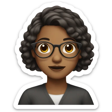 Girl with dark Brown hair and a round Glases sticker