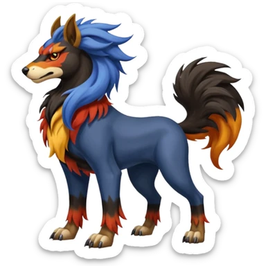 Lycanthropic Cobalt-colored Feminine Entei-Houndoom-beast (full body) sticker