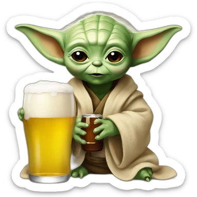 Bébé Yoda avec une bière sticker