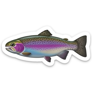 realistic rainbow trout fish bright purple blue green yellow white with black speckles sticker