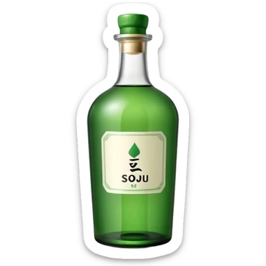 korean soju, green bottle with white label on it written 소주 sticker