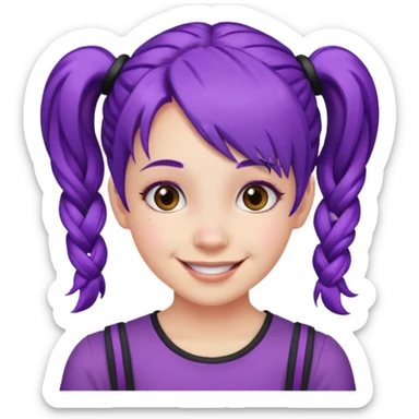 Girl with purple hair with a pigtails sticker