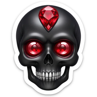 Black shiny skull with red ruby crystal as eyes  sticker
