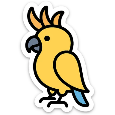 cockatoo side profile, color icon style, bold outline sticker