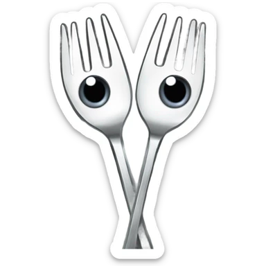 A fork with eyes sticker