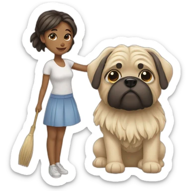 Mops with girl sticker