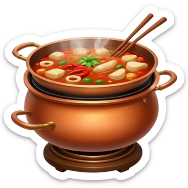 Old-style Sichuan hotpot with copper pot sticker