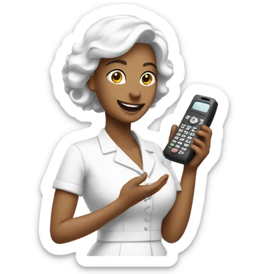 manager in white dress recieving telephone sticker