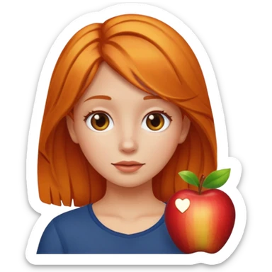 can you make an apple emoji of a girl who has amber hair sticker