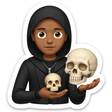 Black clothes fairy brown skin holding a skull sticker