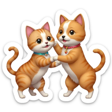 a cat and a dog doing a waltz, playful and expressive sticker