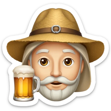 Erstelle das Emoji "zwinkerndes Gesicht" mit Bierkrug und Hut sticker
