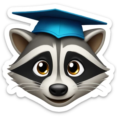 raccoon face wink eyes with graduation hat sticker