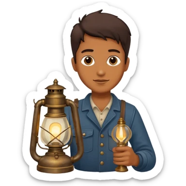 holding vintage gas lamp sticker