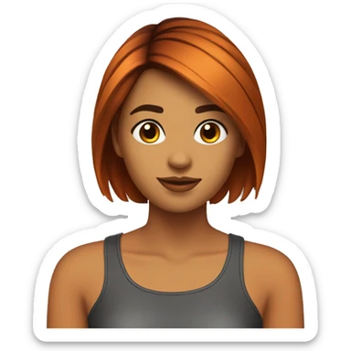  Chica de cabello naranja con un corte corto y sticker