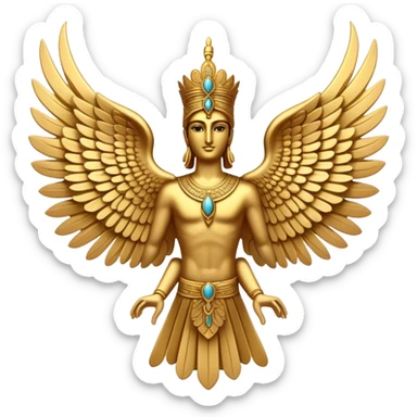 Ancient Persian Faravahar symbol with wings and human figure sticker