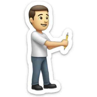 Man writing on a marker board sticker