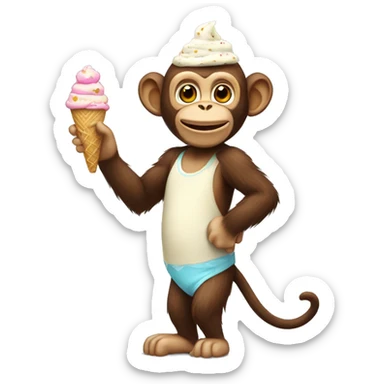 A monkey wearing an ice cream costume ￼ sticker