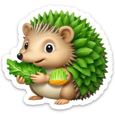 hedgehog eating lettuce sticker