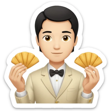 ligth black hair waiter with fortune cookies sticker