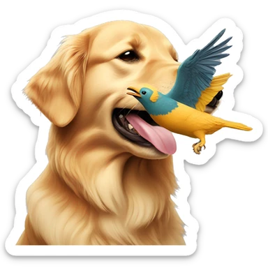 Golden retriever carrying a bird in its mouth sticker