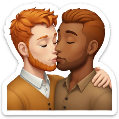 Ginger man and brown man kissing sticker