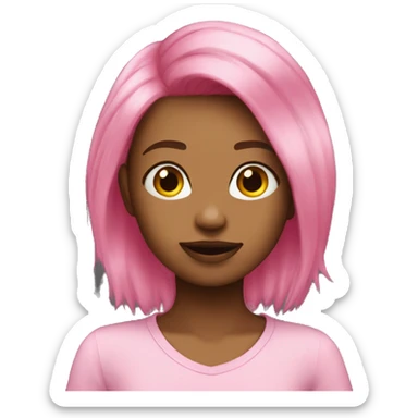 emohair with babie pink hair，yello woman sticker