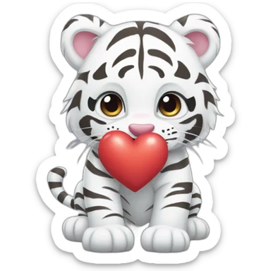 White Tiger with Heart sticker